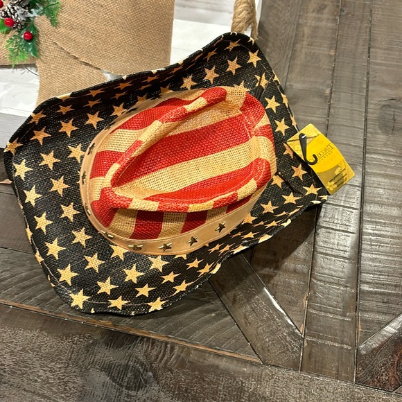Goldcoast Sunwear patriotic Western Cowboy Hat American Flag Star Studded Brim - Picture 4 of 7